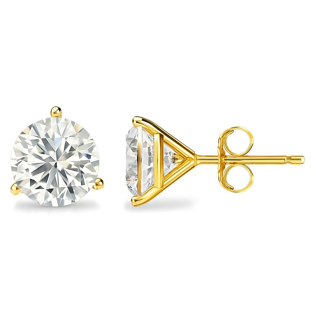 14k Gold Solitaire Certified Diamond Earrings