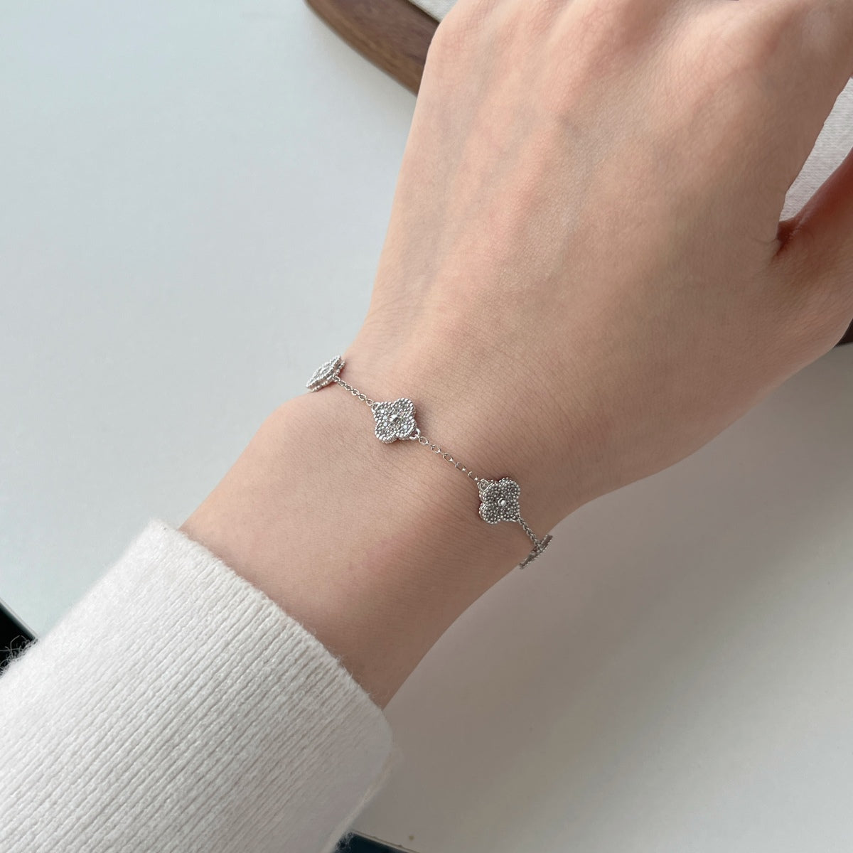 Micro Pave Clover Bracelet