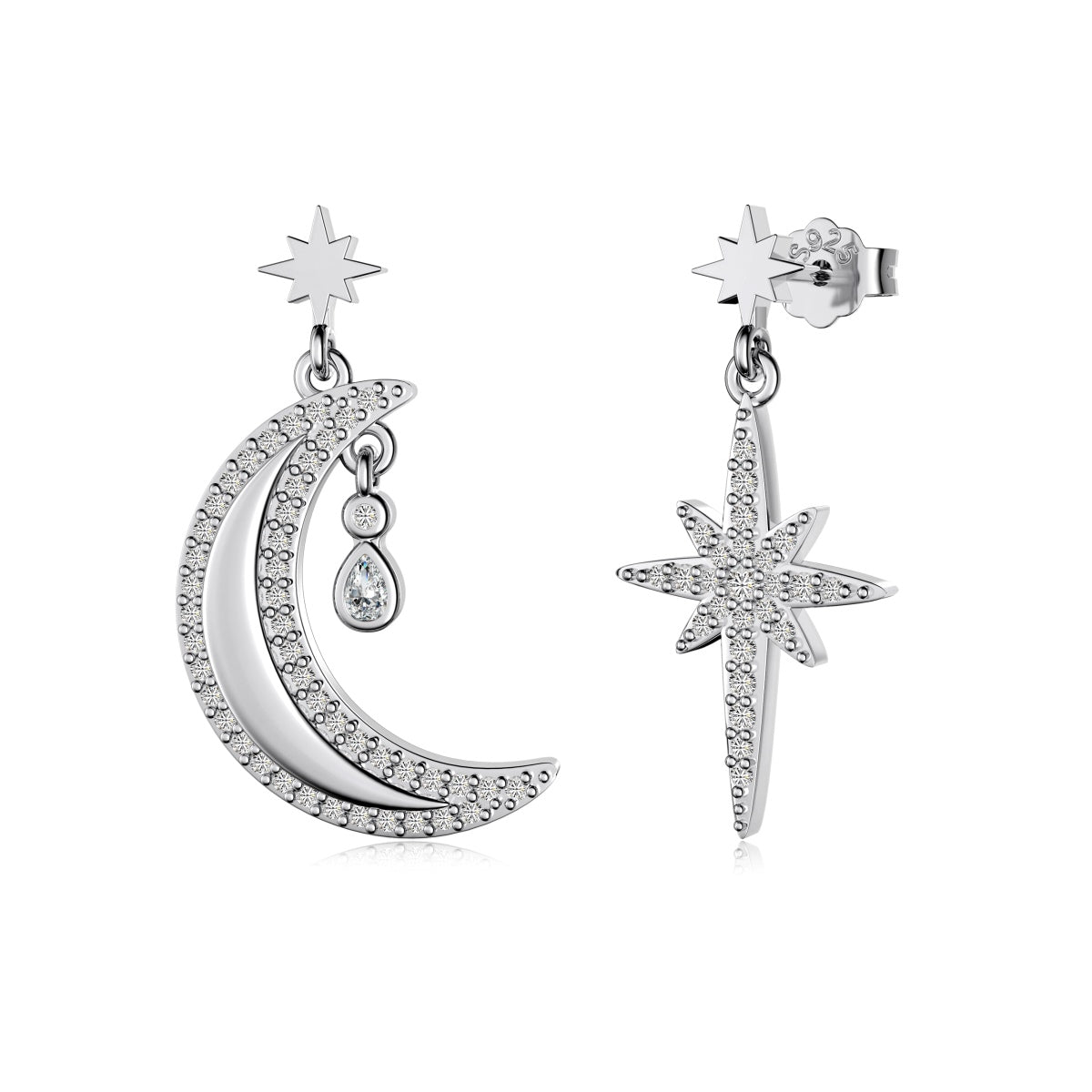 Moon and Star Hoop Earrings