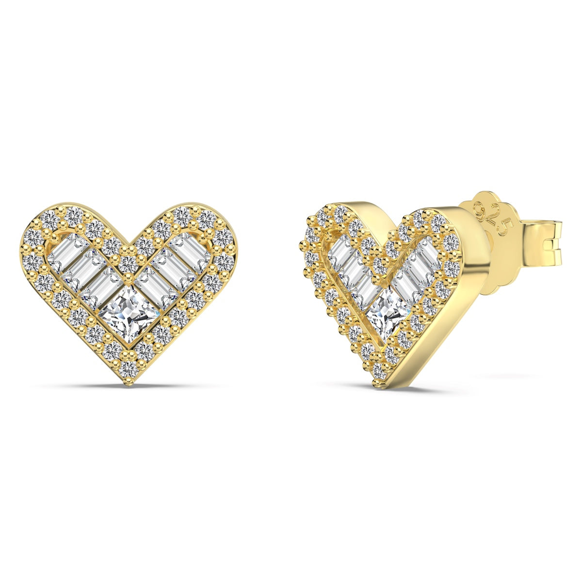Heart Baguette Stone Earrings