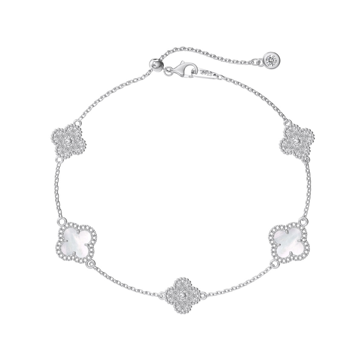 Mother of Pearl Clover Stone Bracelet