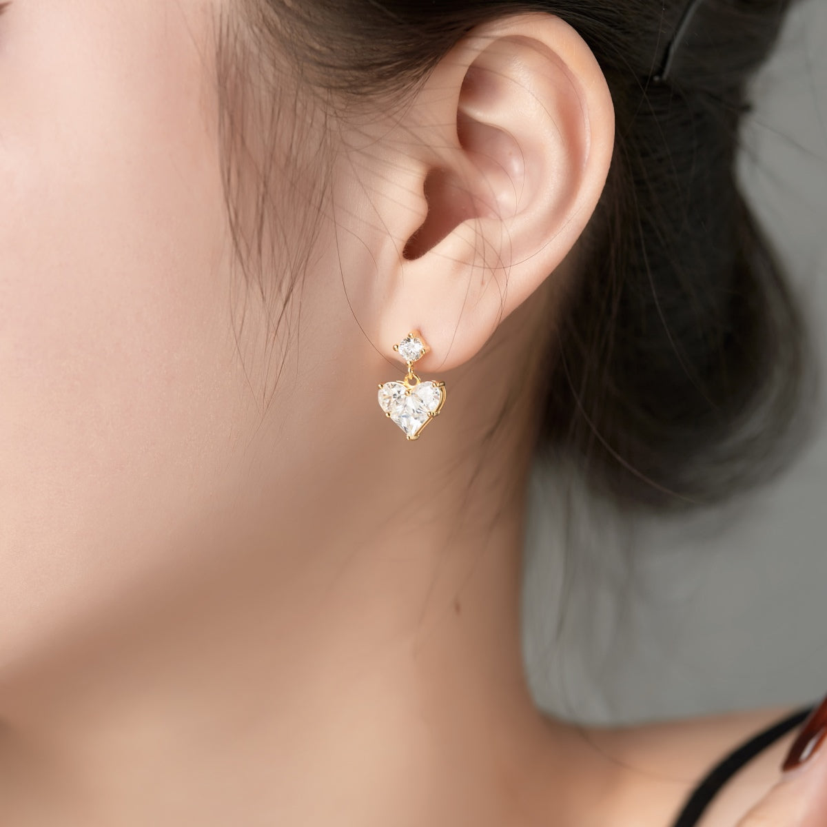 Big Heart Stone Earrings
