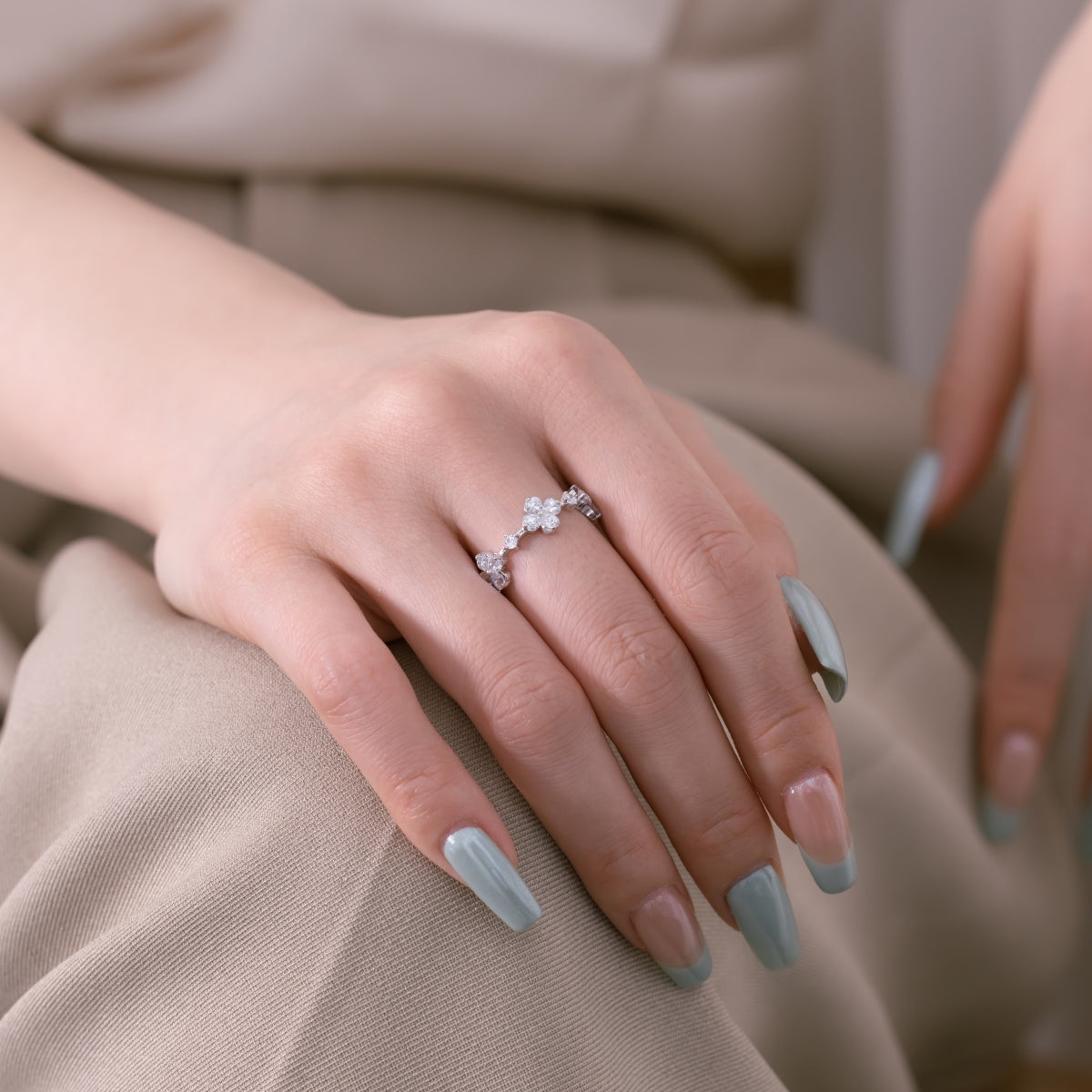 Sterling Silver Small Clover Ring