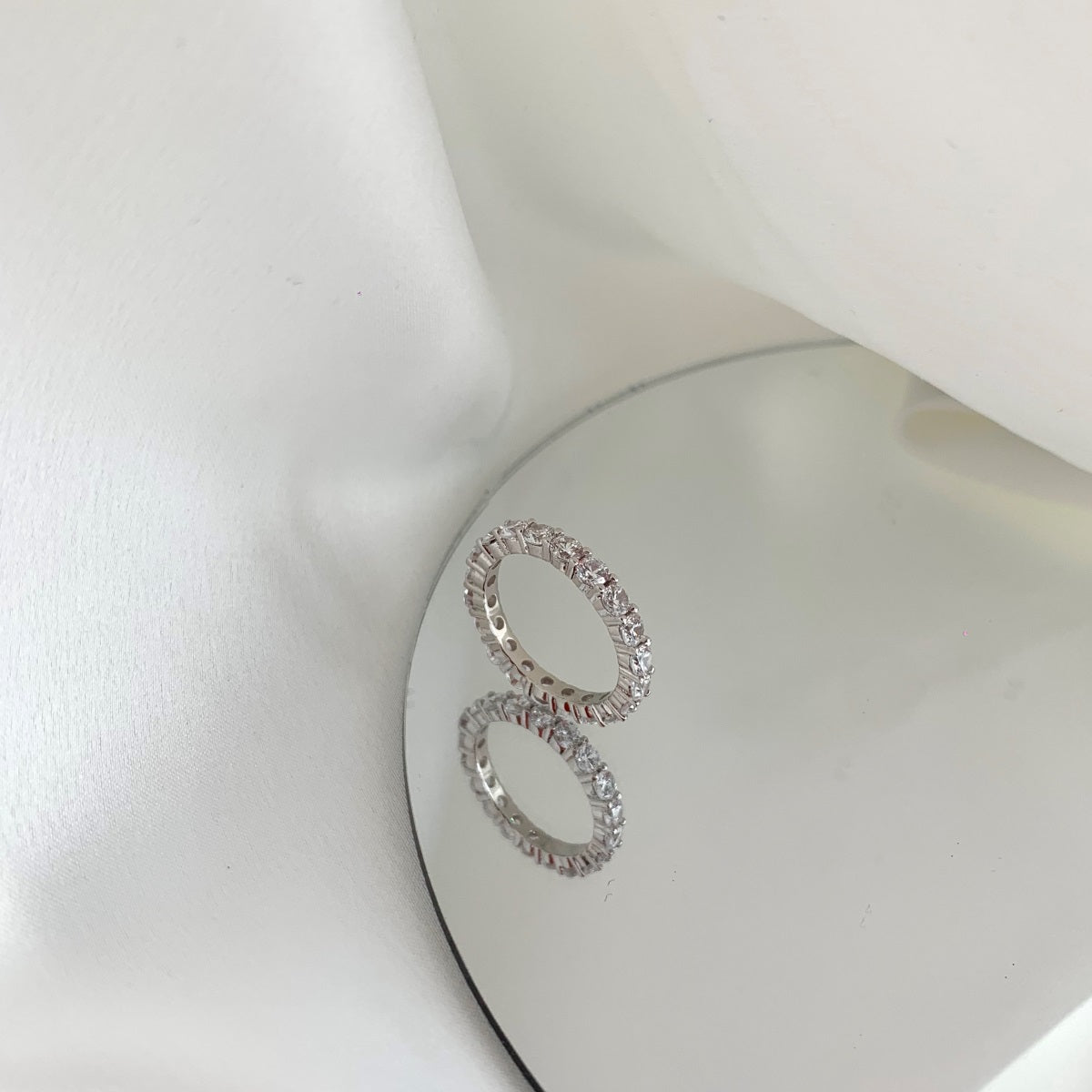 Sterling Silver Small Round Stone Eternity Ring