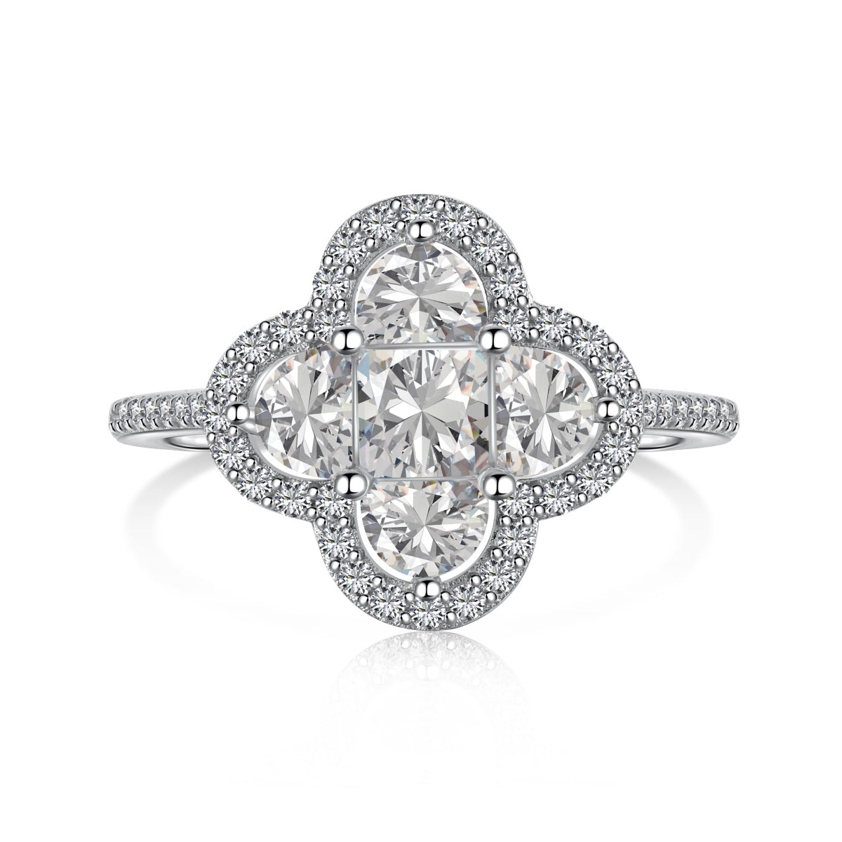 Big Stone Clover Ring