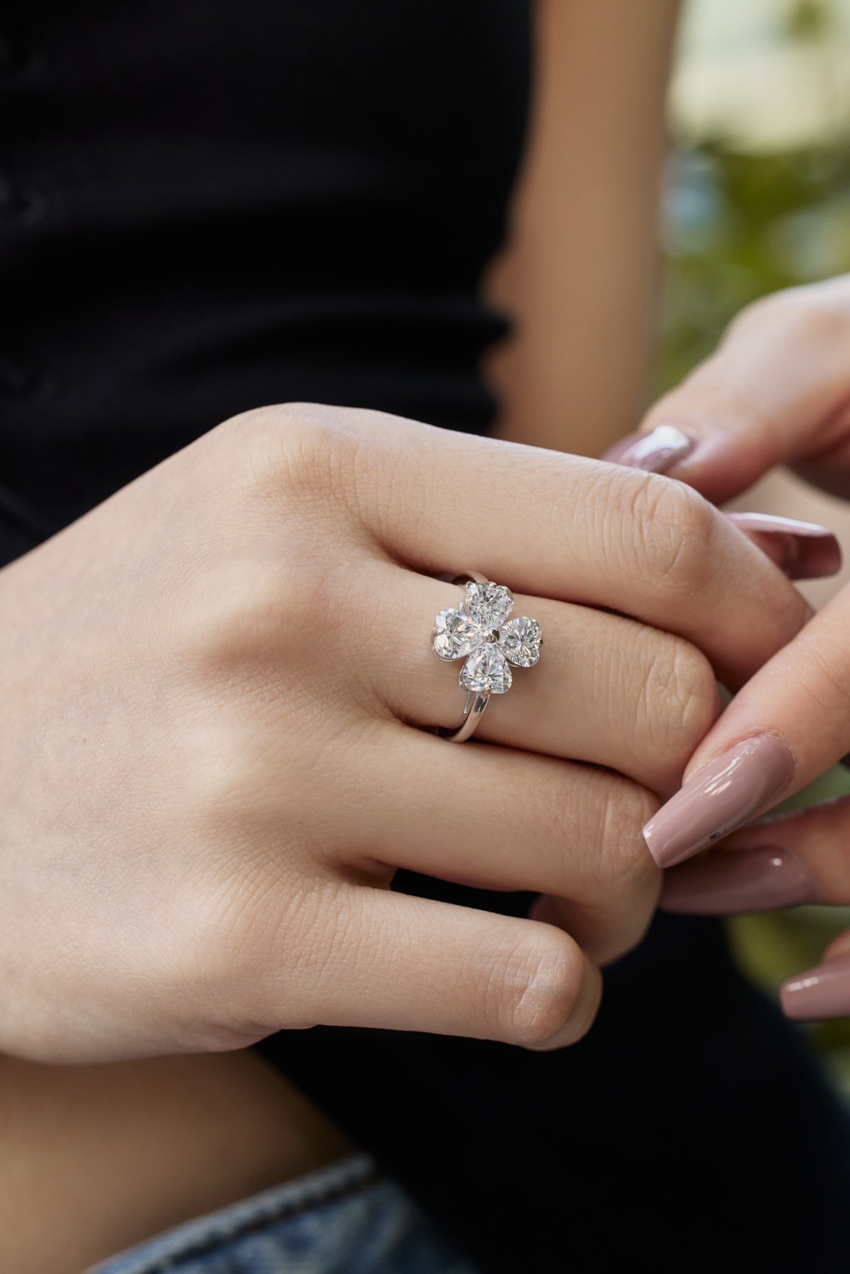 Sterling Silver Clover Groot Ring