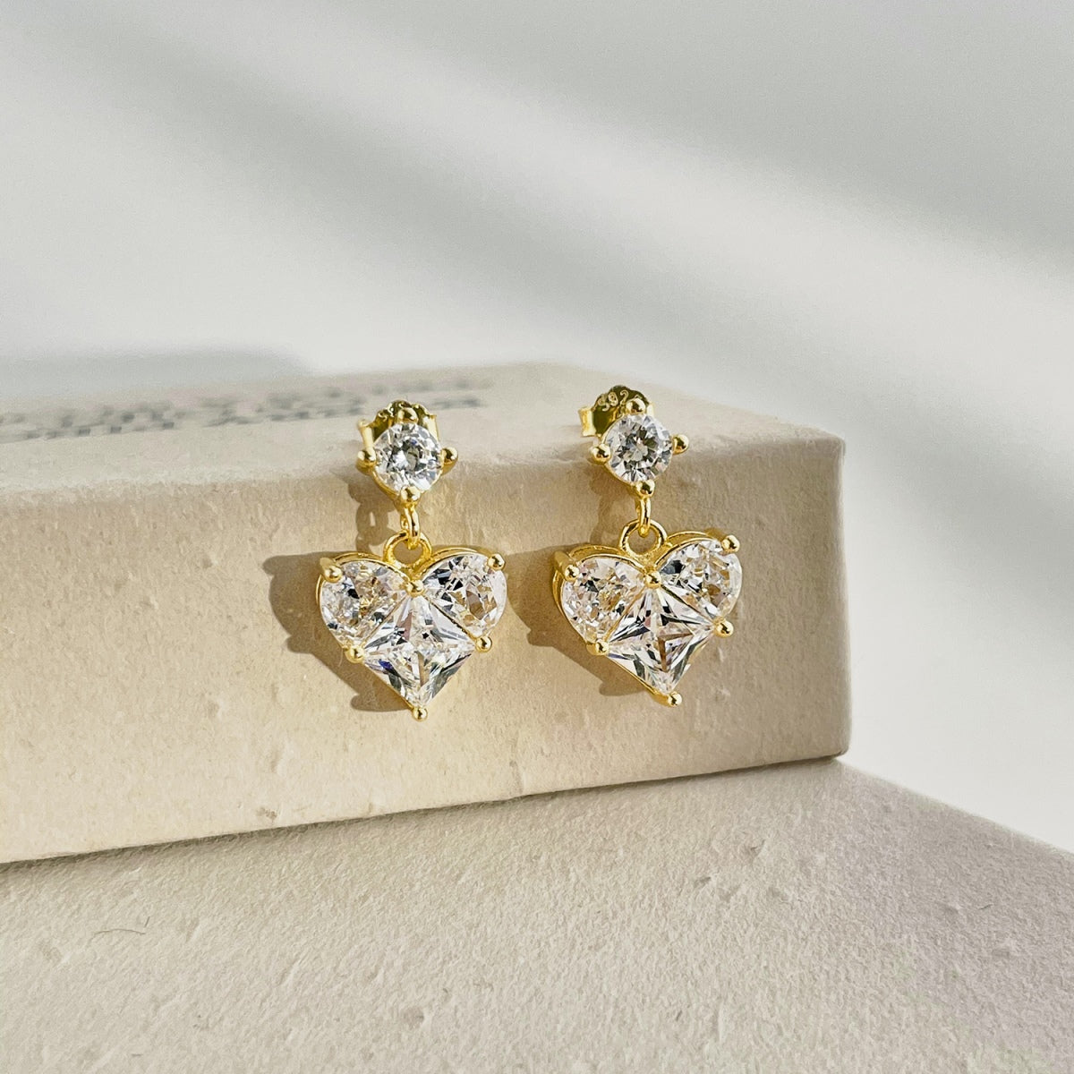 Big Heart Stone Earrings