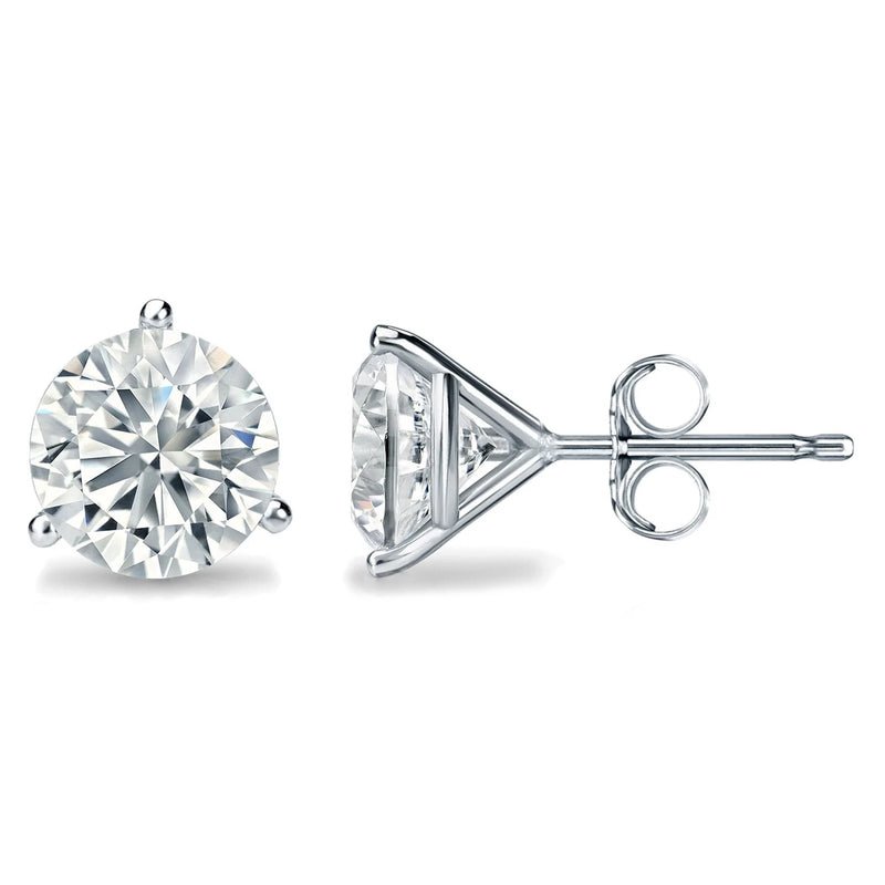 14k Gold Solitaire Certified Diamond Earrings