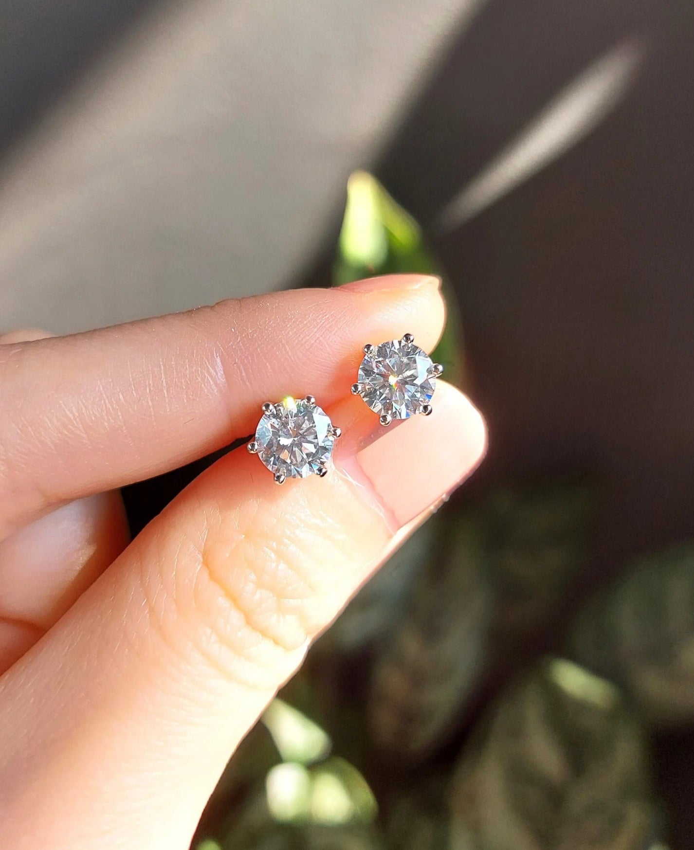 Moissanite Solitaire Earrings GRA Certified