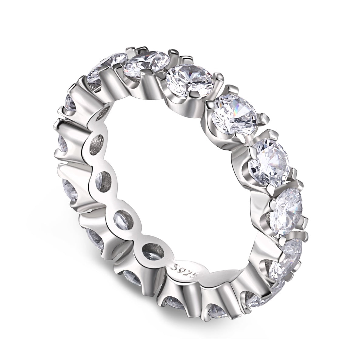 Sterling Silver Round Stone Eternity Ring