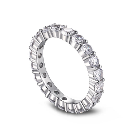 Sterling Silver Small Round Stone Eternity Ring