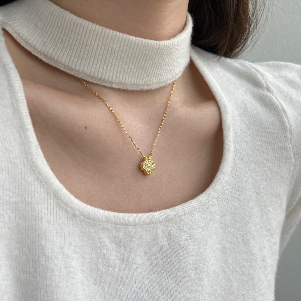 Gold Clover Necklace | Lucky Clover Necklace | NobleJade