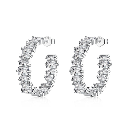 Abstract CZ Earrings | Abstract CZ Stone Hoop Earrings | NobleJade