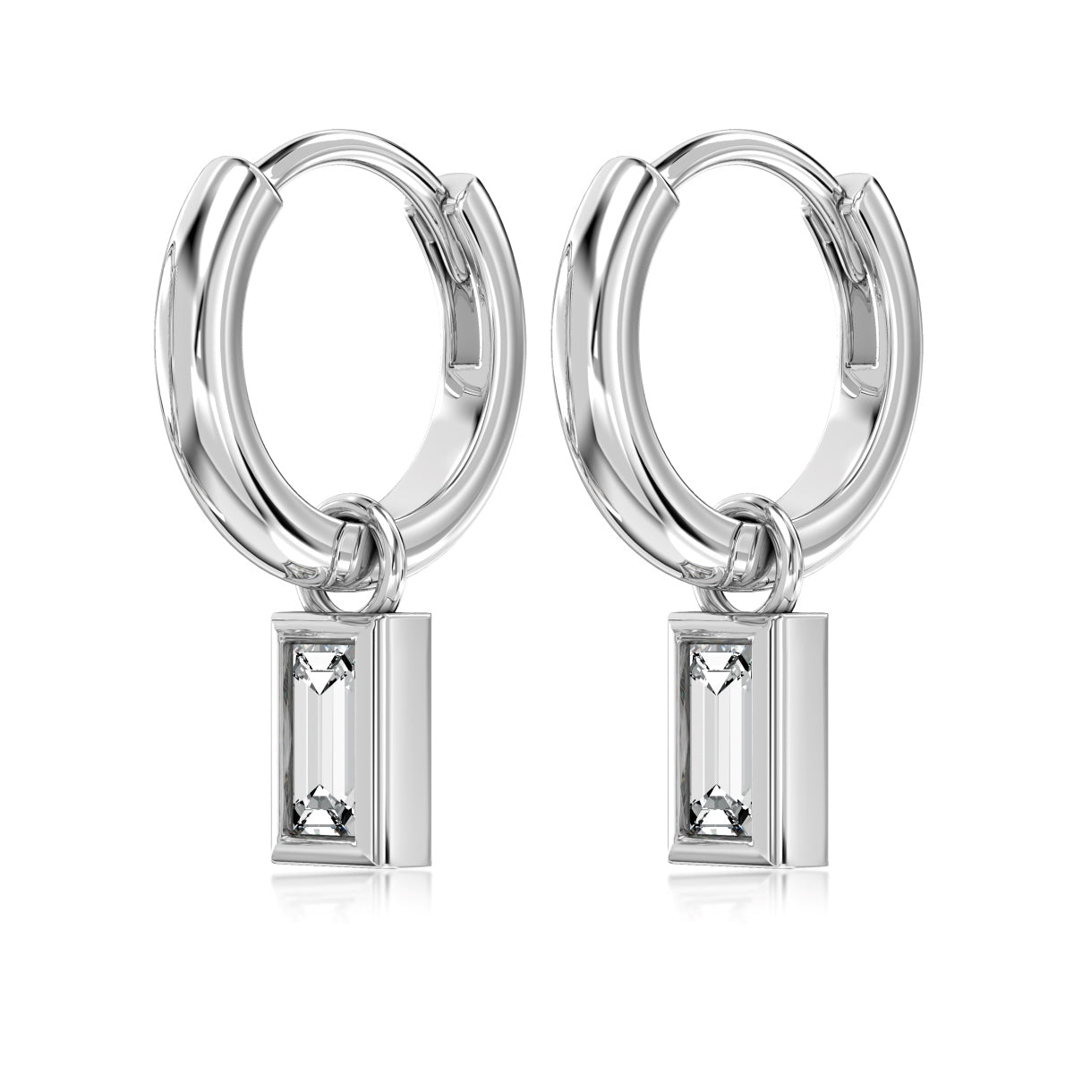 Emerald Cut Mini Hoop Earrings