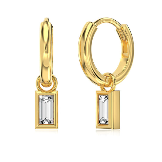 Emerald Cut Mini Hoop Earrings
