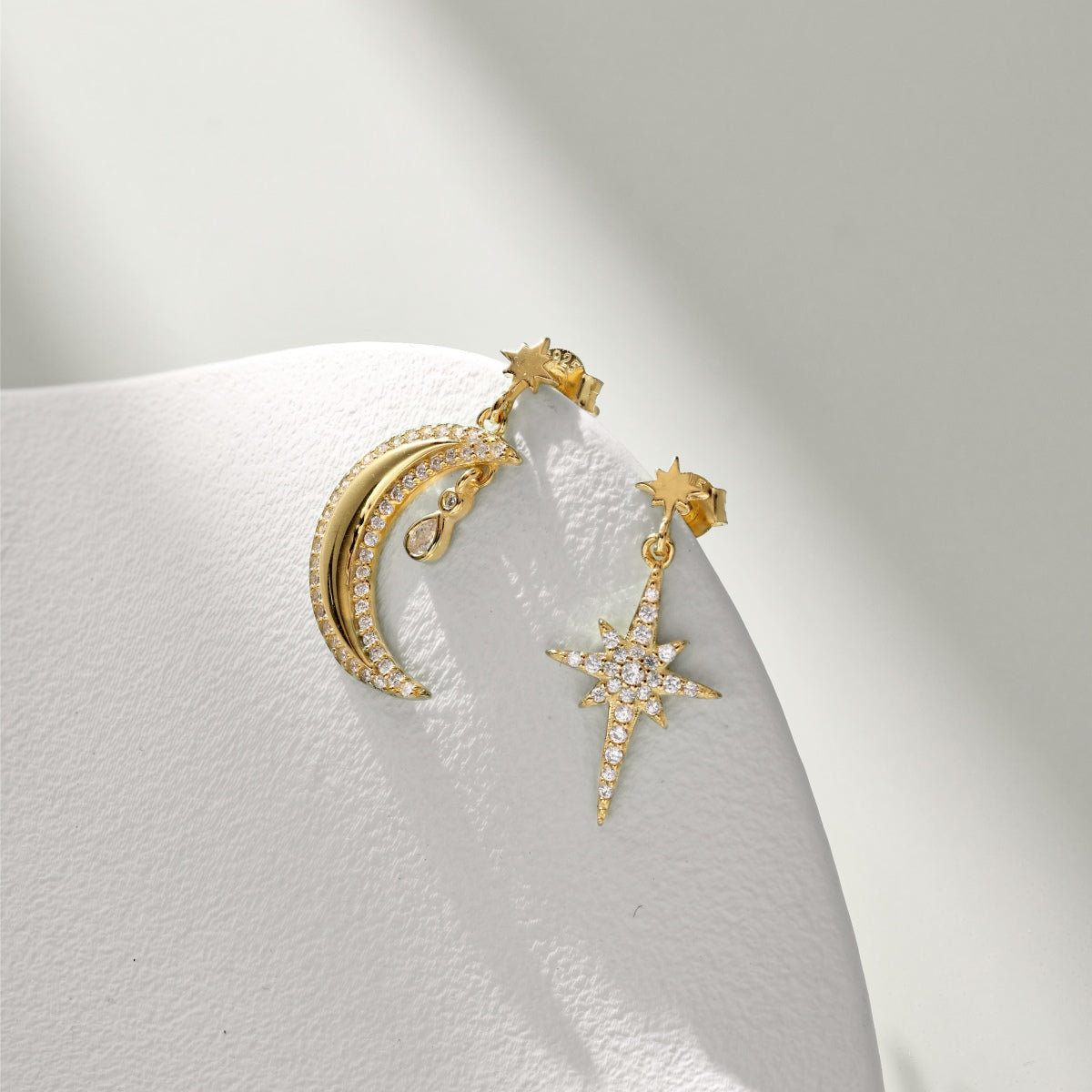 Moon and Star Hoop Earrings