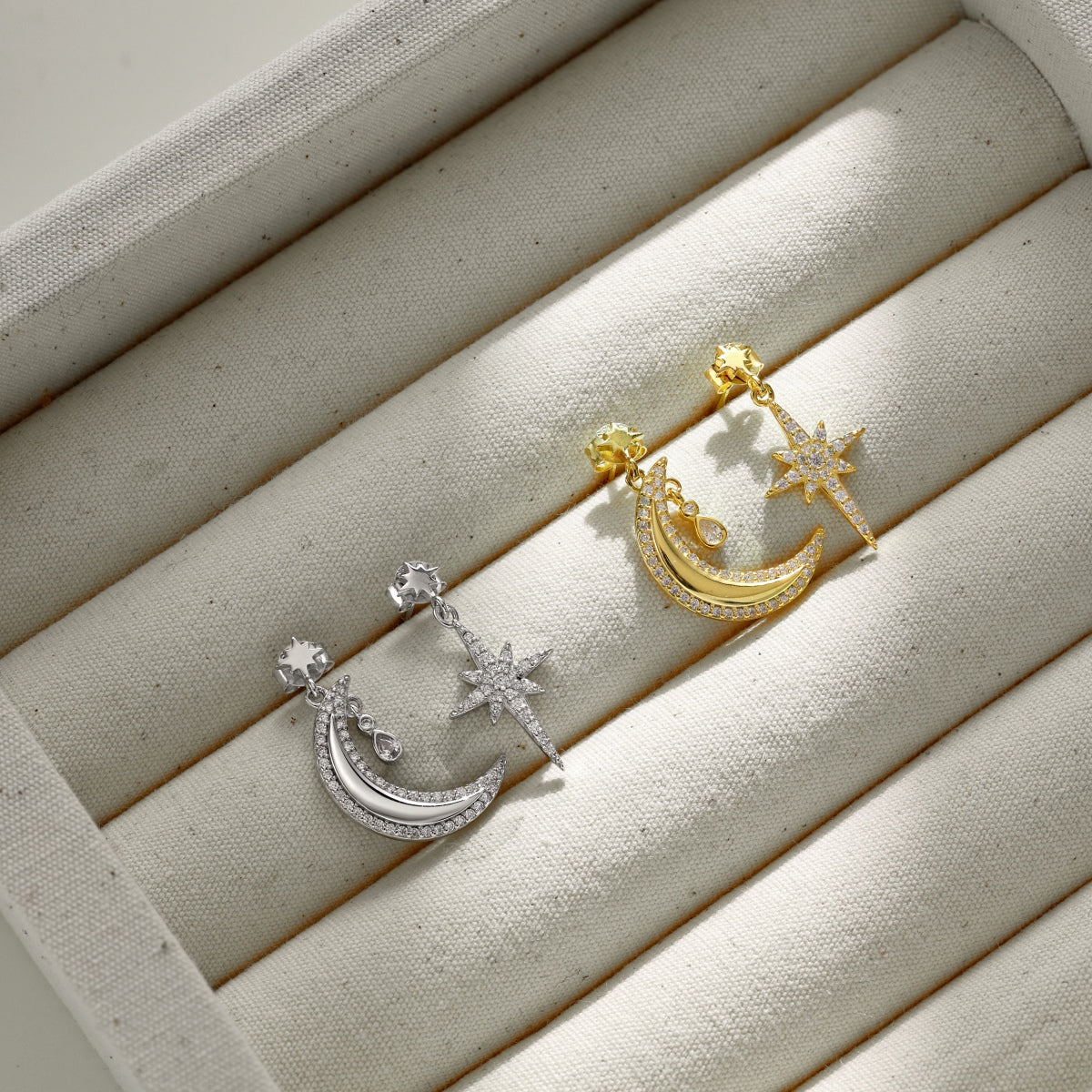 Moon and Star Hoop Earrings