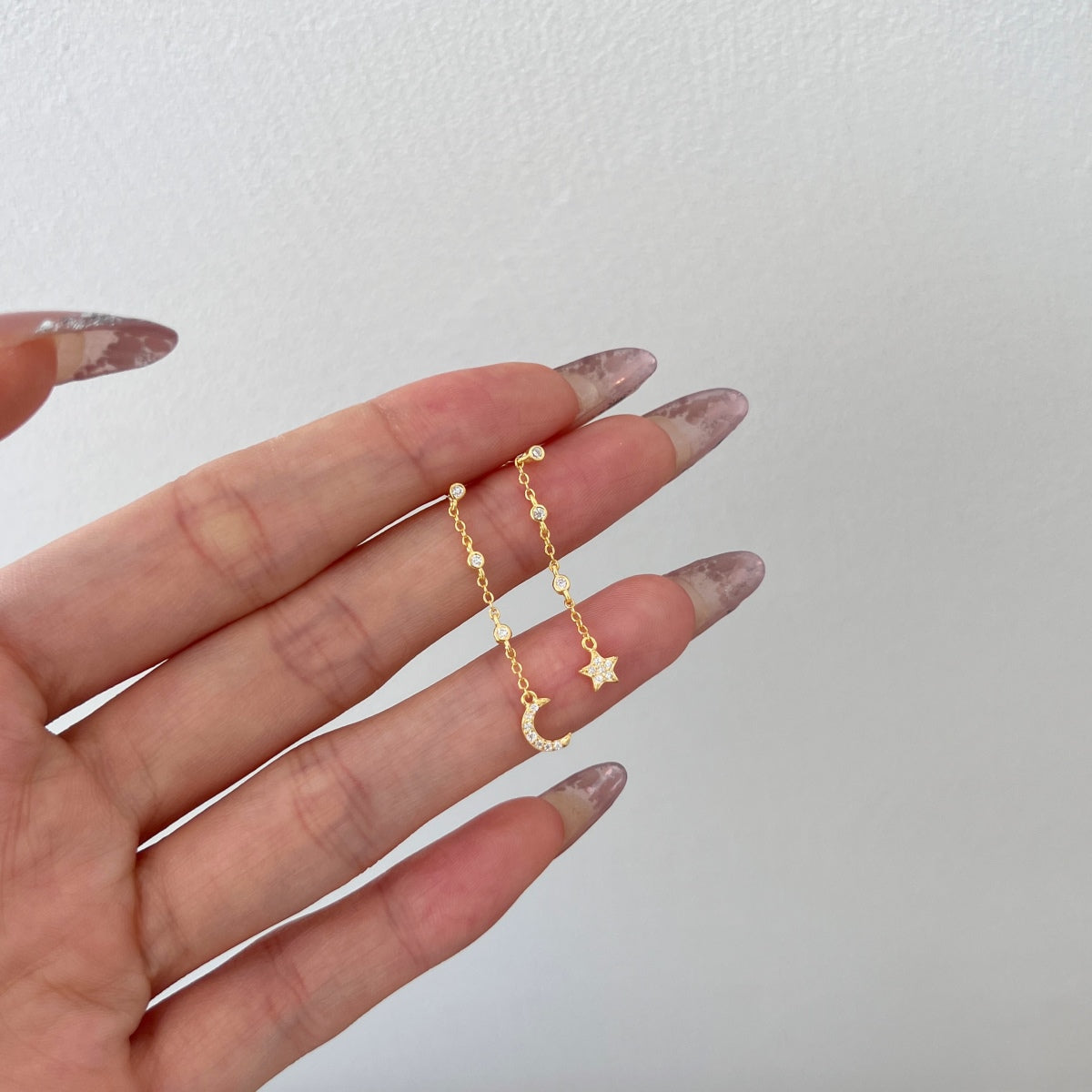 Mini Moon and Star Drop Earrings