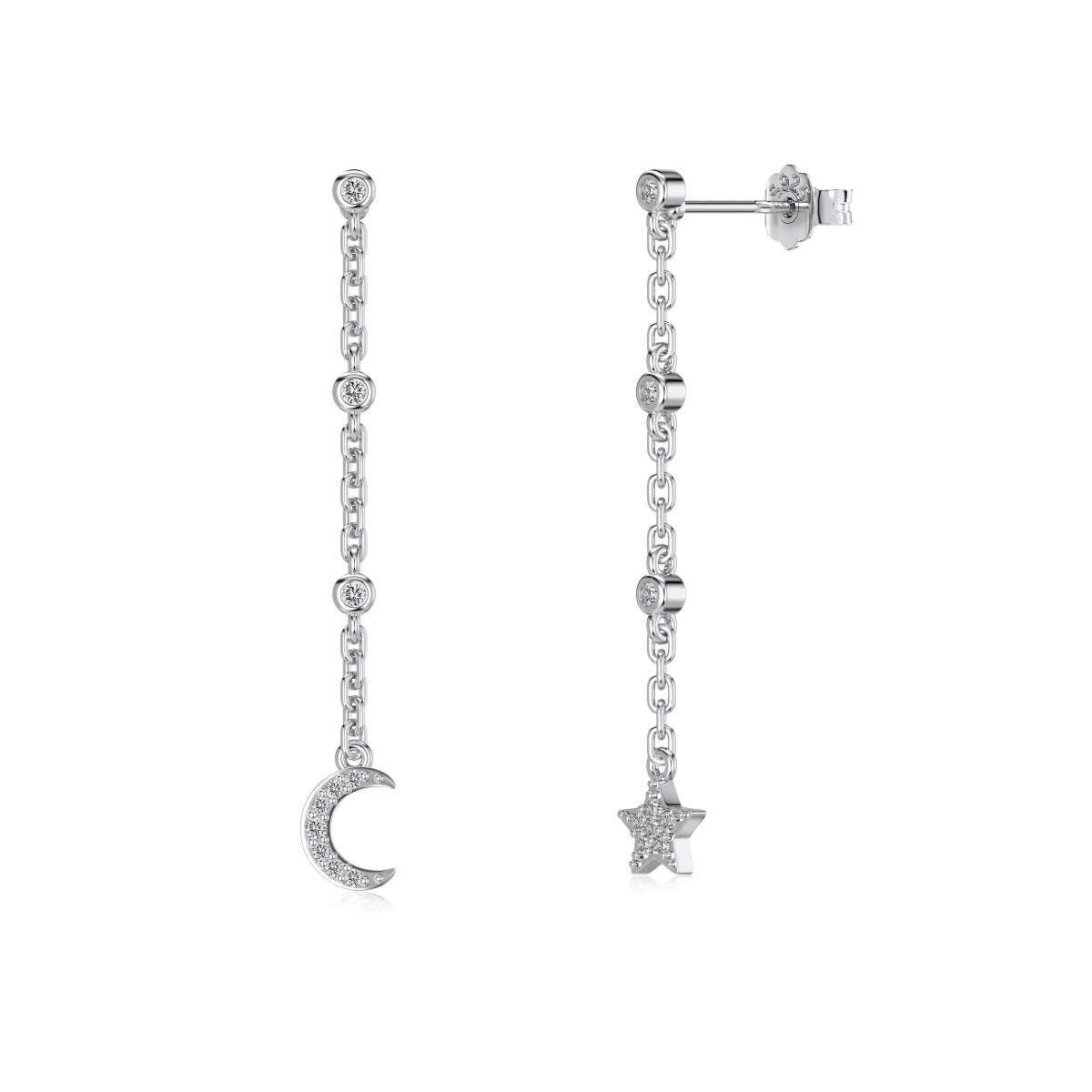 Mini Moon and Star Drop Earrings