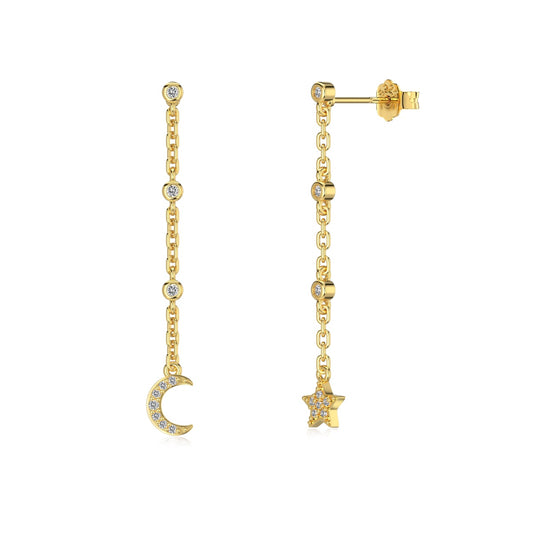 Mini Moon and Star Drop Earrings