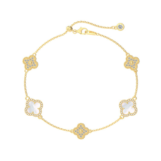 Mother of Pearl Clover Stone Bracelet
