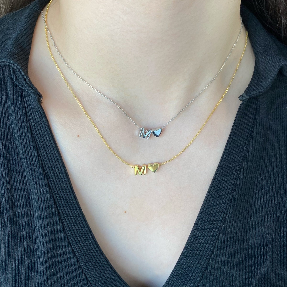 Gold Initial Heart Necklace | Initial Heart Necklace | NobleJade