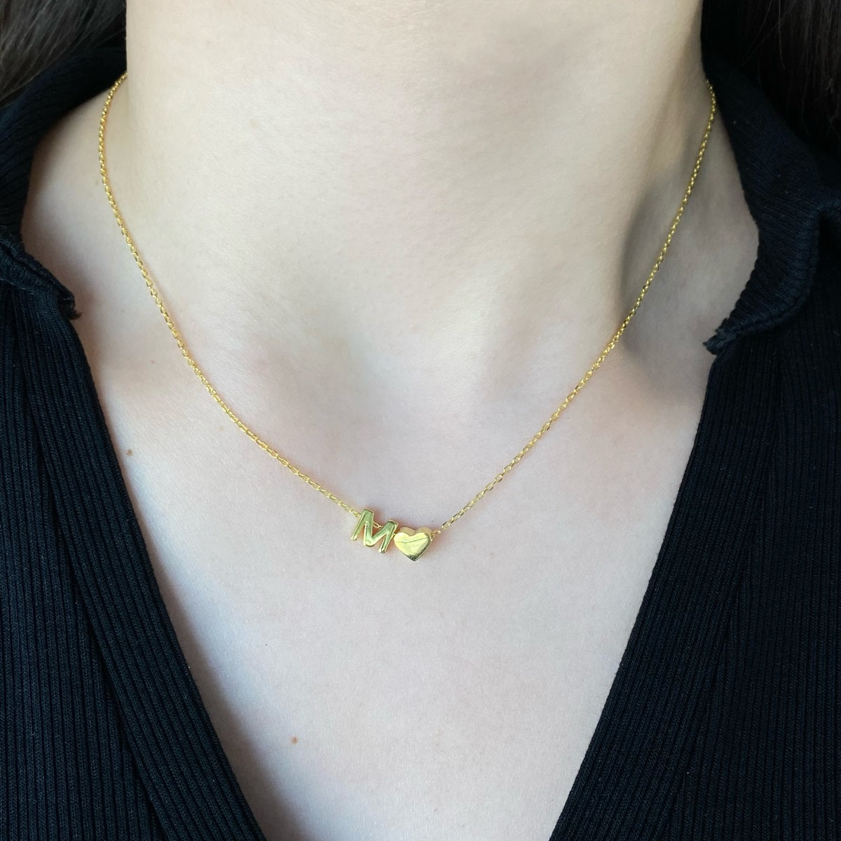 Gold Initial Heart Necklace | Initial Heart Necklace | NobleJade