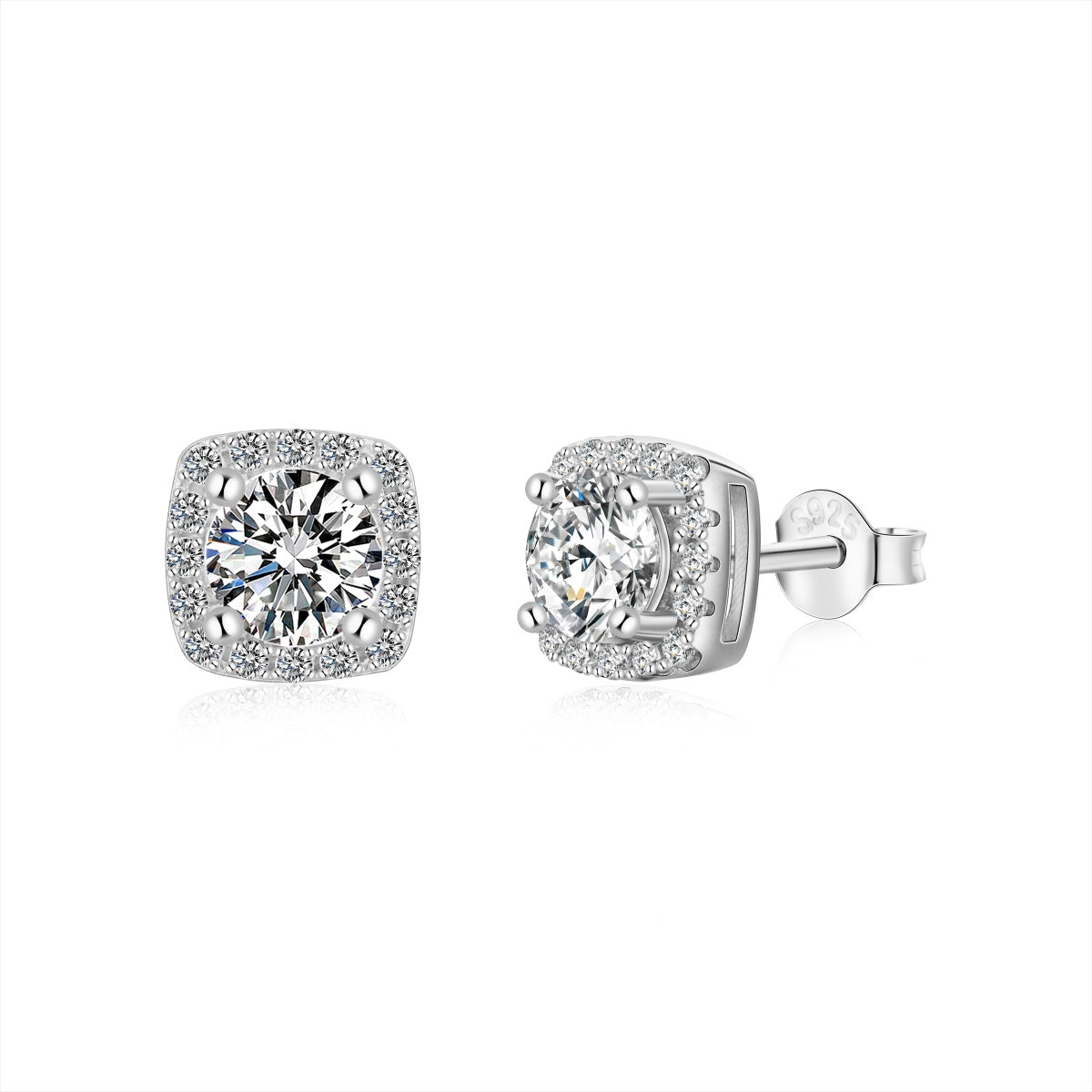 Square Shape with Round Stone Earrings