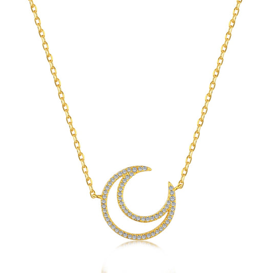 18K Gold Plated Moon Crescent Necklace