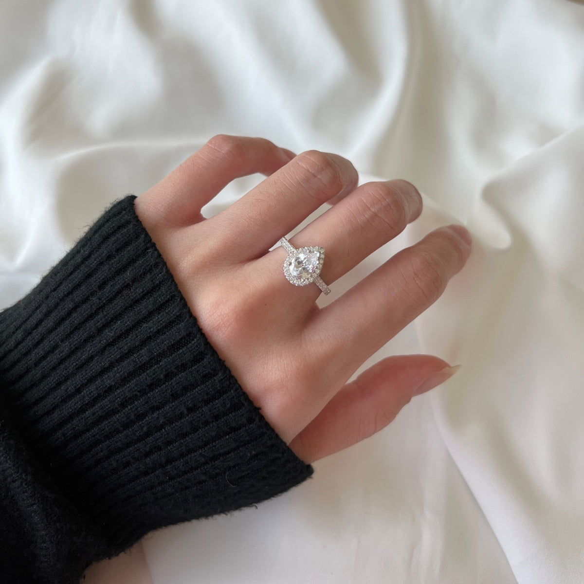 Sterling Silver Pear Ring