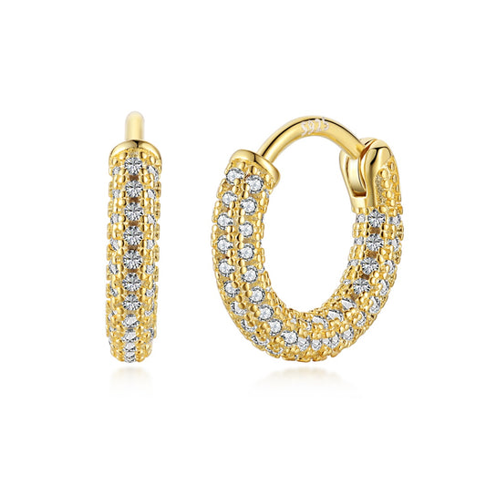 Gold CZ Hoop Earrings | Gold CZ Earrings | NobleJade