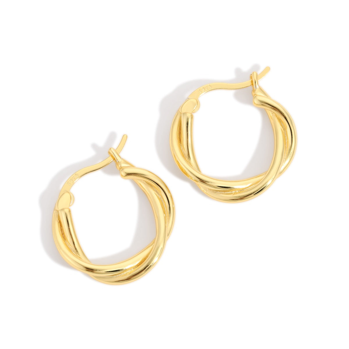 18K Gold Plated Twisted Hoop Gold Earrings