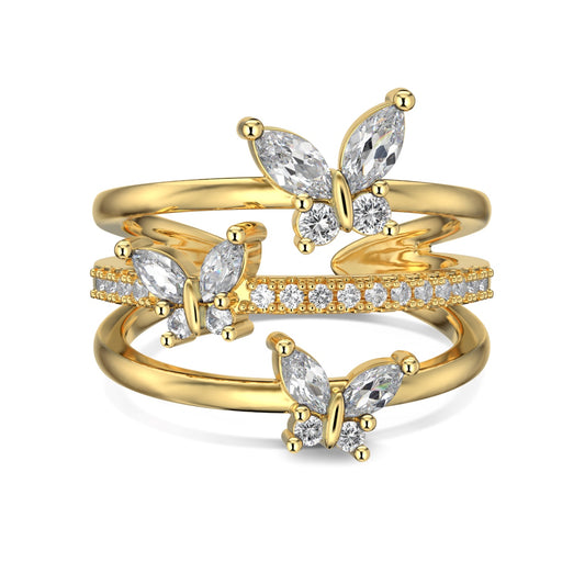 18K Gold Plated Stacked Butterfly Ring