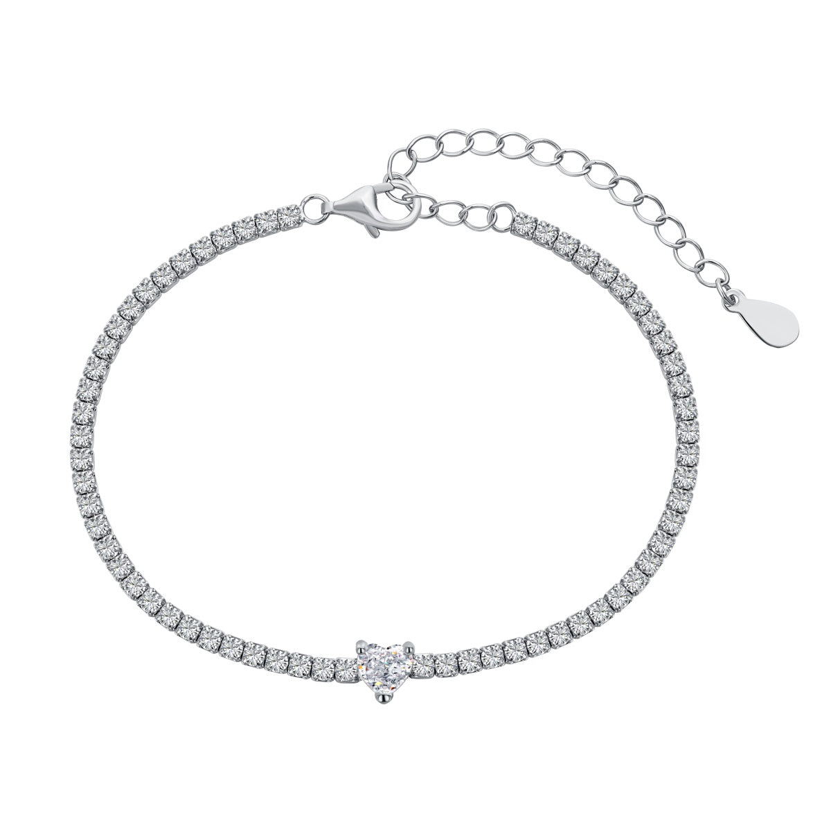 Sterling Silver Heart Tennis Bracelet