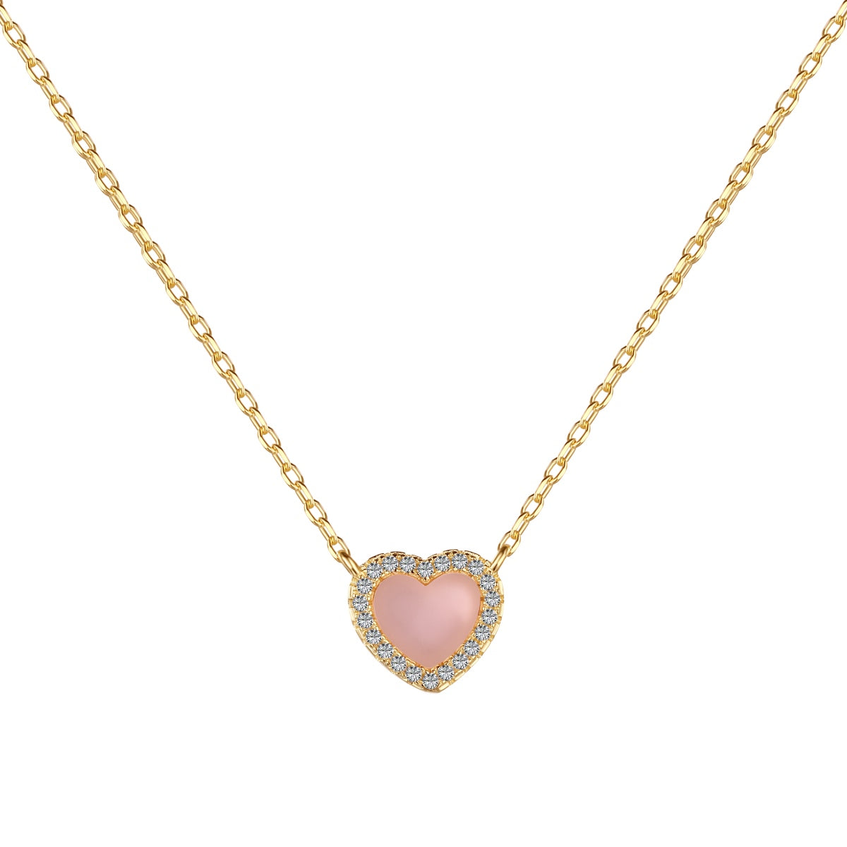 Gold Pink Heart Necklace | Pink Heart Necklace | NobleJade