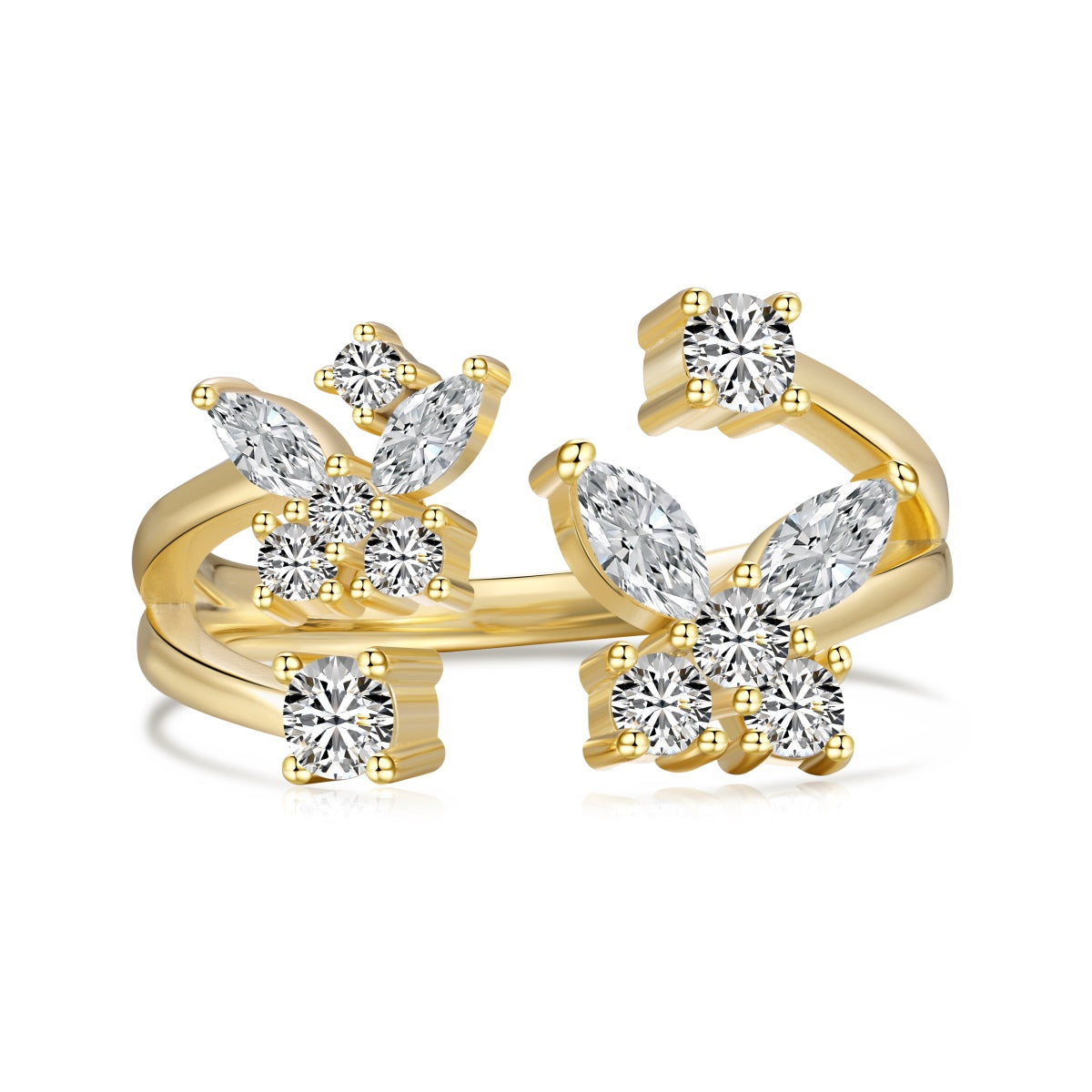 18K Gold Plated Multi Butterfly Ring