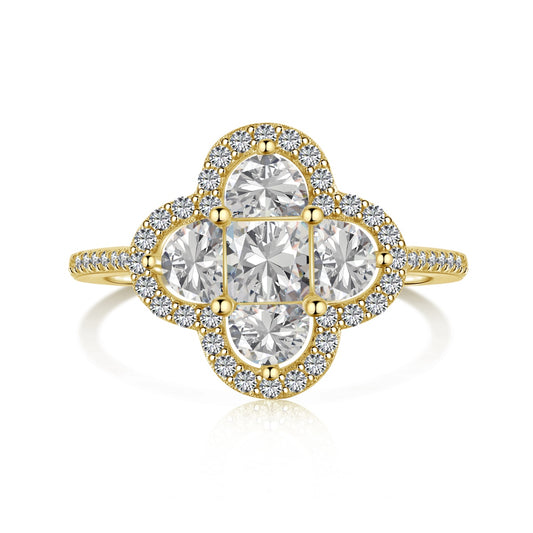 Big Stone Clover Ring