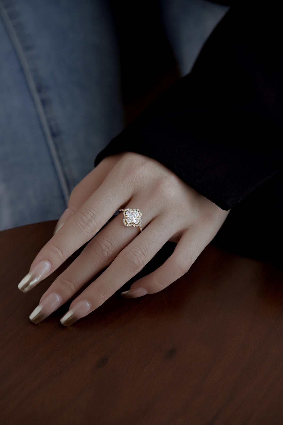Big Stone Clover Ring