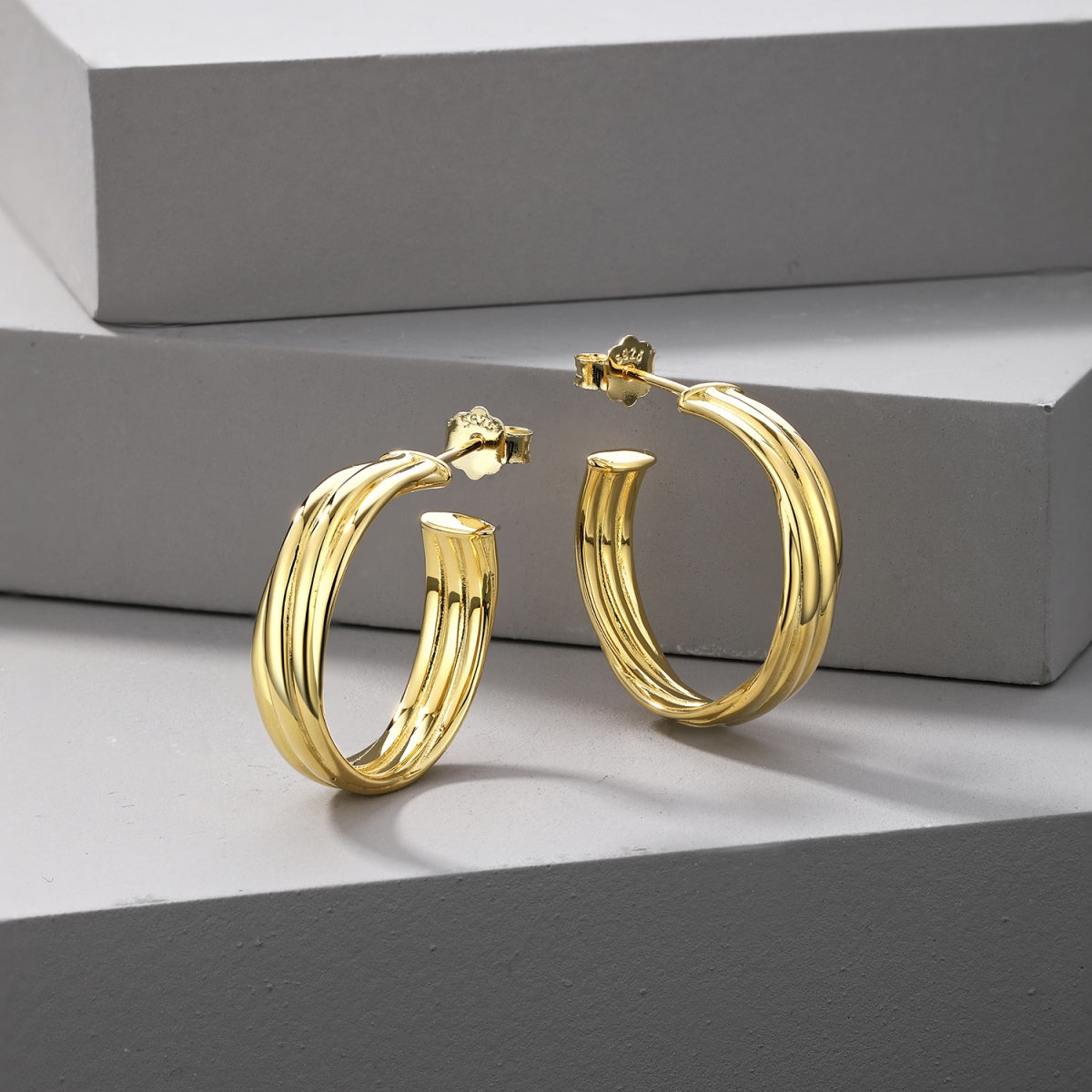 Gold Twisted Hoop Earrings | Twisted Hoop Earrings | NobleJade