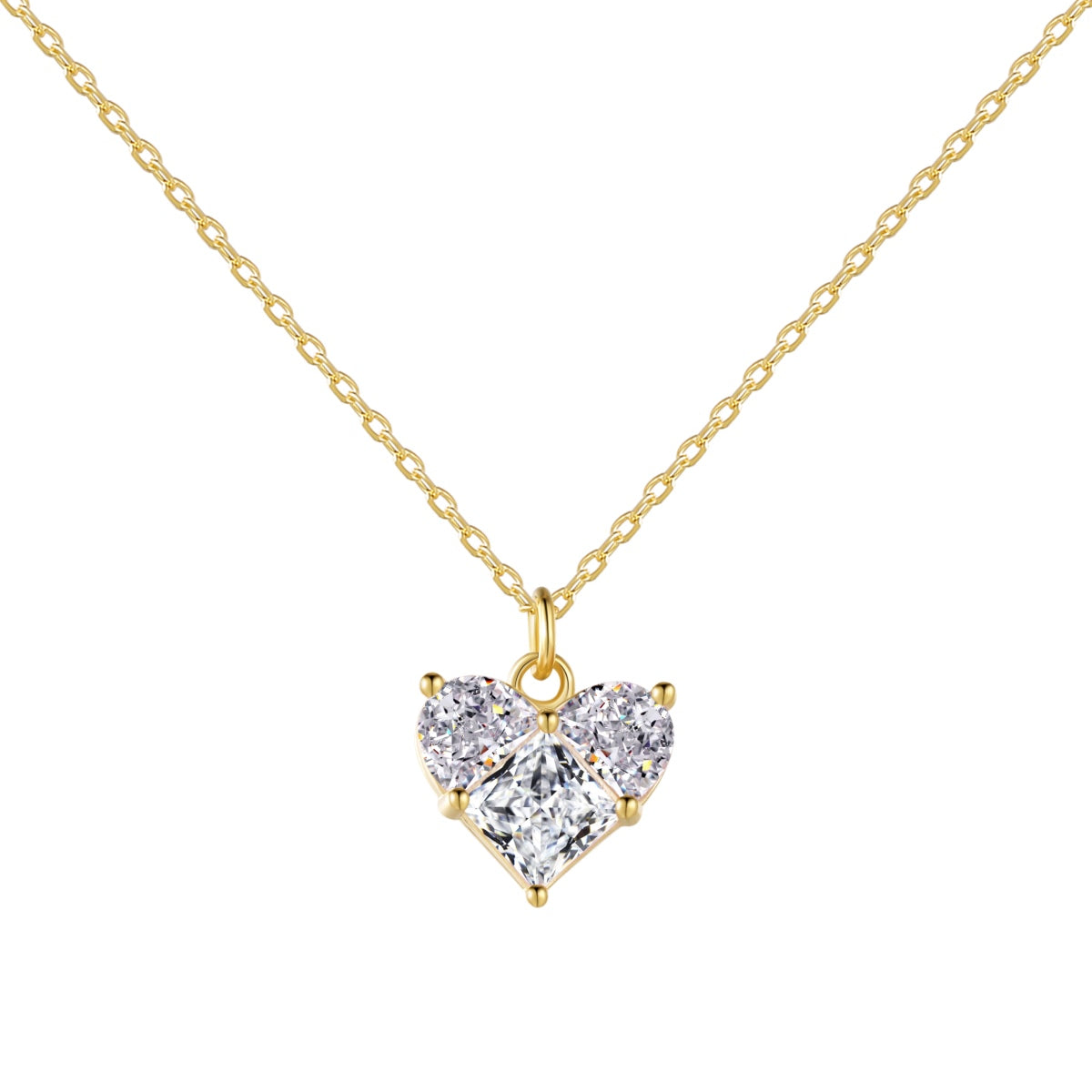 18K Gold Plated Heart Stone Necklace