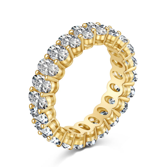 18K Gold Plated Oval Stone Eternity Ring