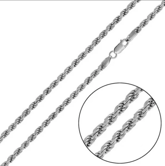 Silver Rope Bracelet - 8" 2.5mm