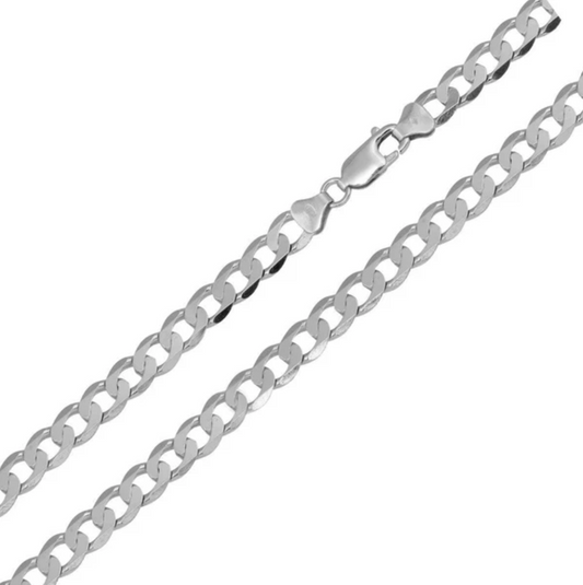 Silver Flat Cuban Bracelet - 8" 4.7mm